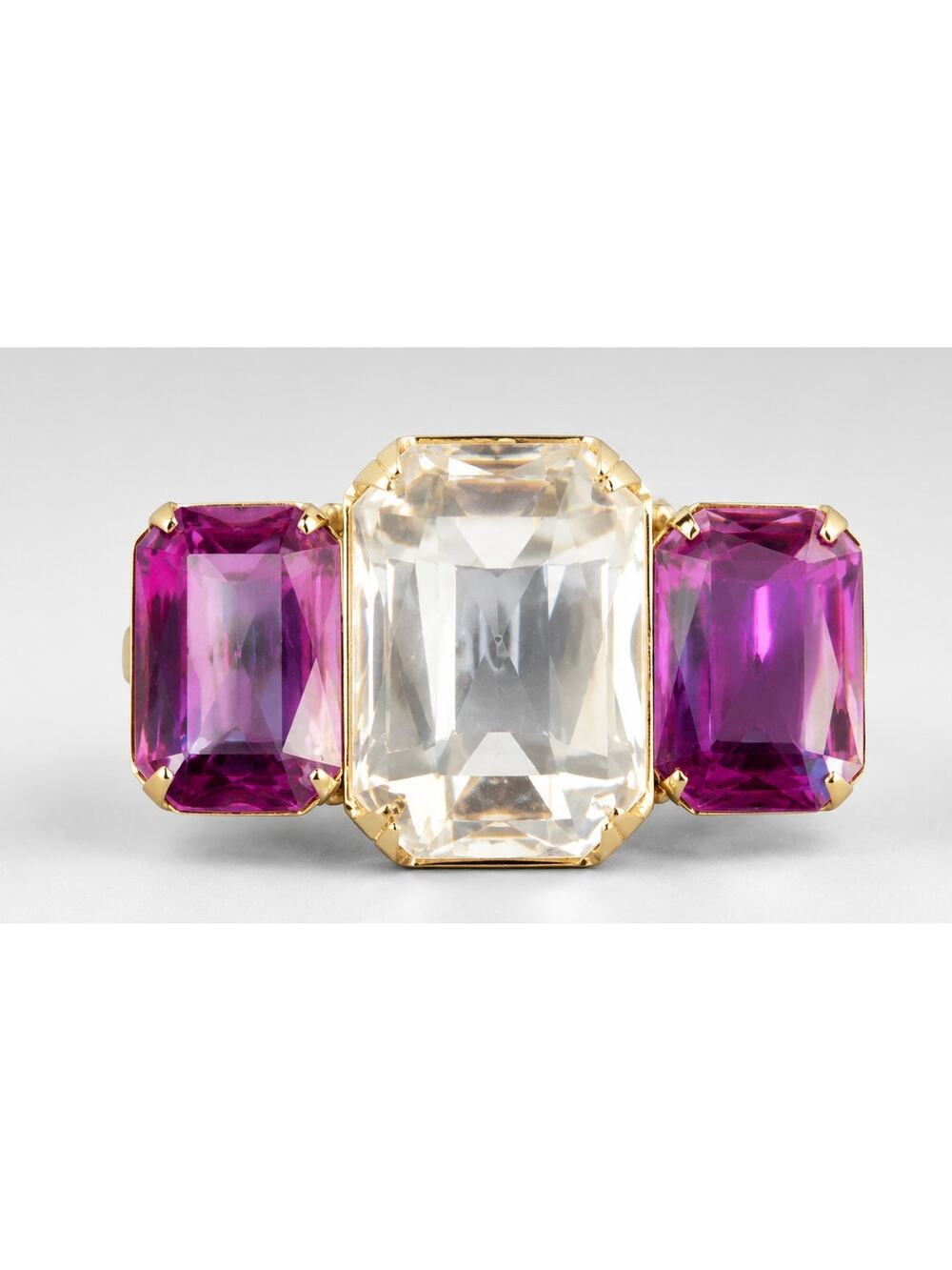 Vintage Avon Mogul Brooch Pin Purple Lucite Gold Tone Large 2" Signed go